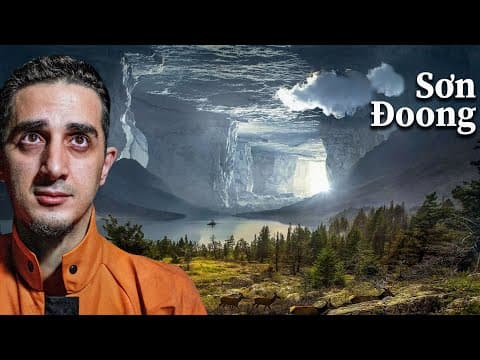 Inside Son Doong: a cave with a forest, a river and clouds