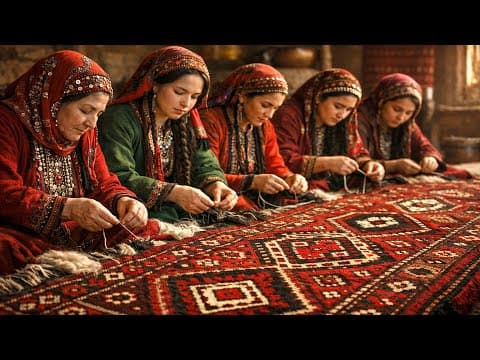 Turkmen Women Weaving a Traditional Carpet | Full Process