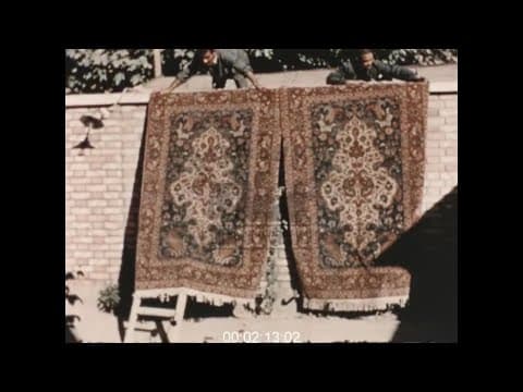 Washing Persian Rugs in the River, Iran, 1950s - Film 1090288