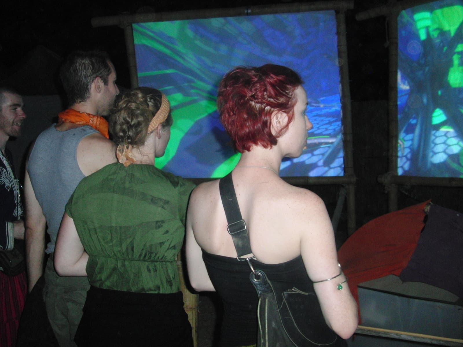 Visitors watching a projection installation, Boom 2010