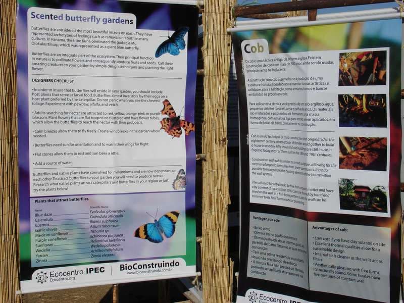 Cob building and butterfly garden information panels, Boom 2006