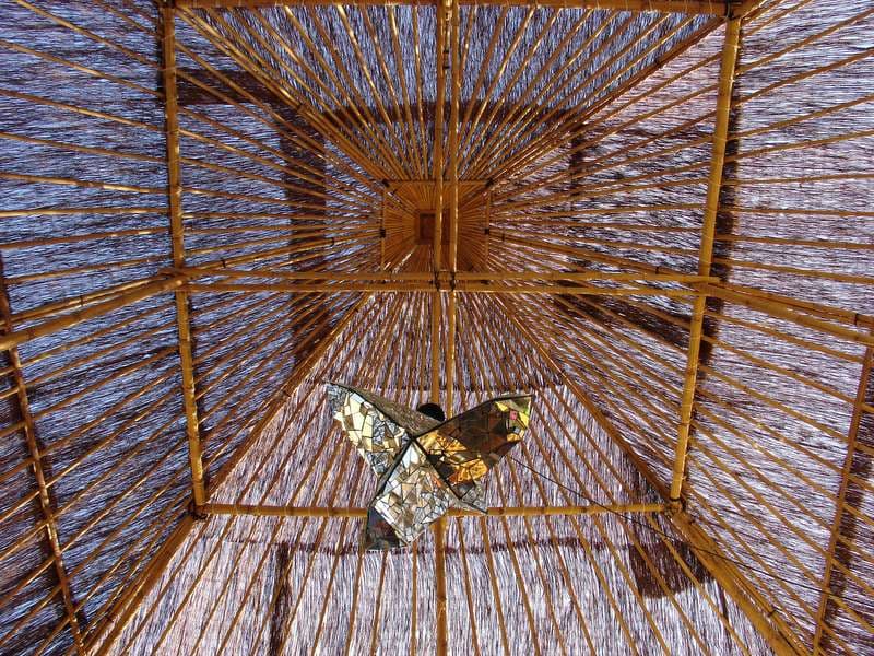 Woven bamboo ceiling with mirrored butterfly, Boom 2006