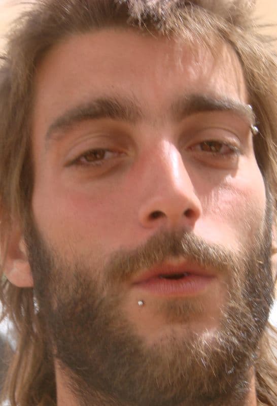 Bearded visitor with a lip ring