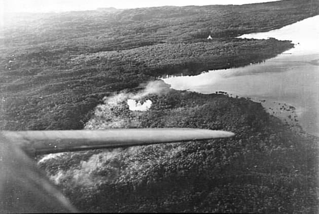 Bomb strike on Choiseul Island in 1944