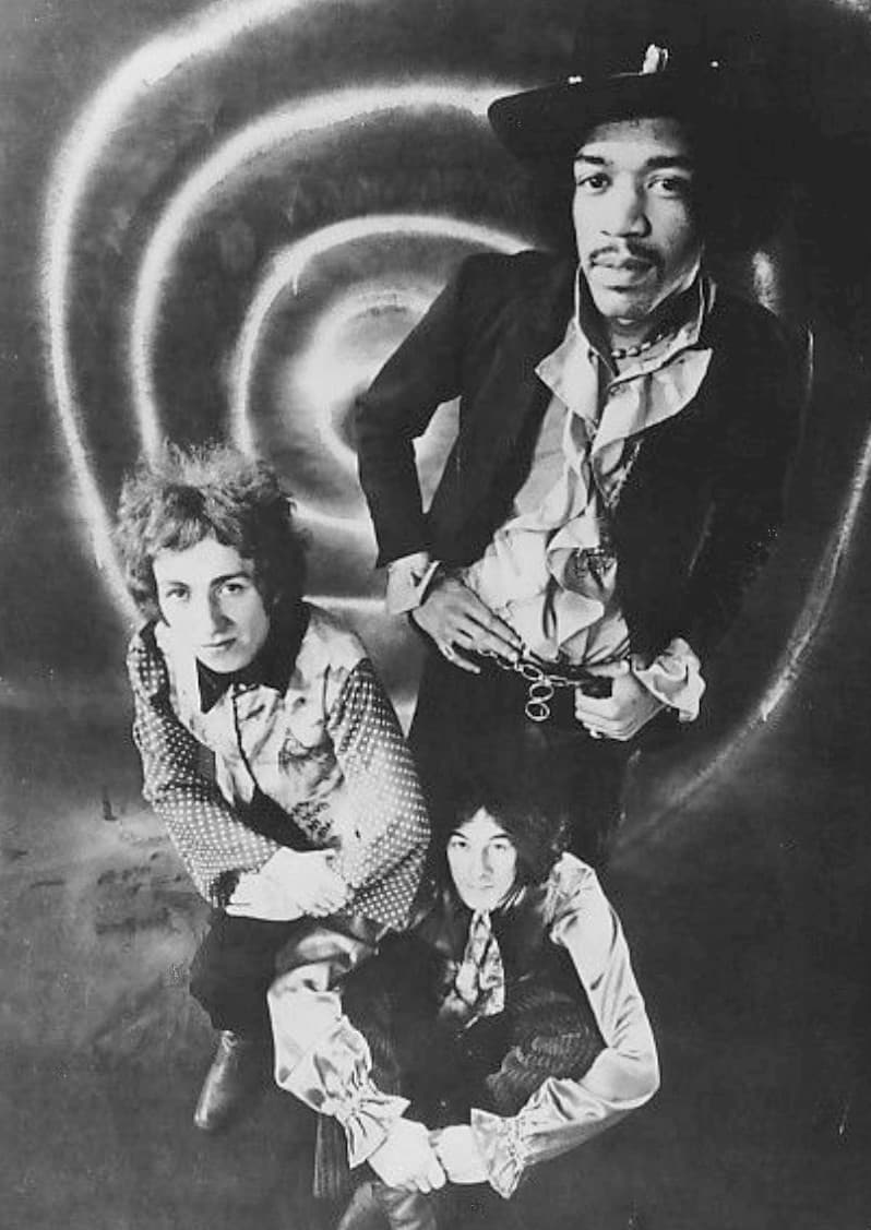 The Jimi Hendrix Experience in 1968, whose rhythm playing fed directly into funk guitar