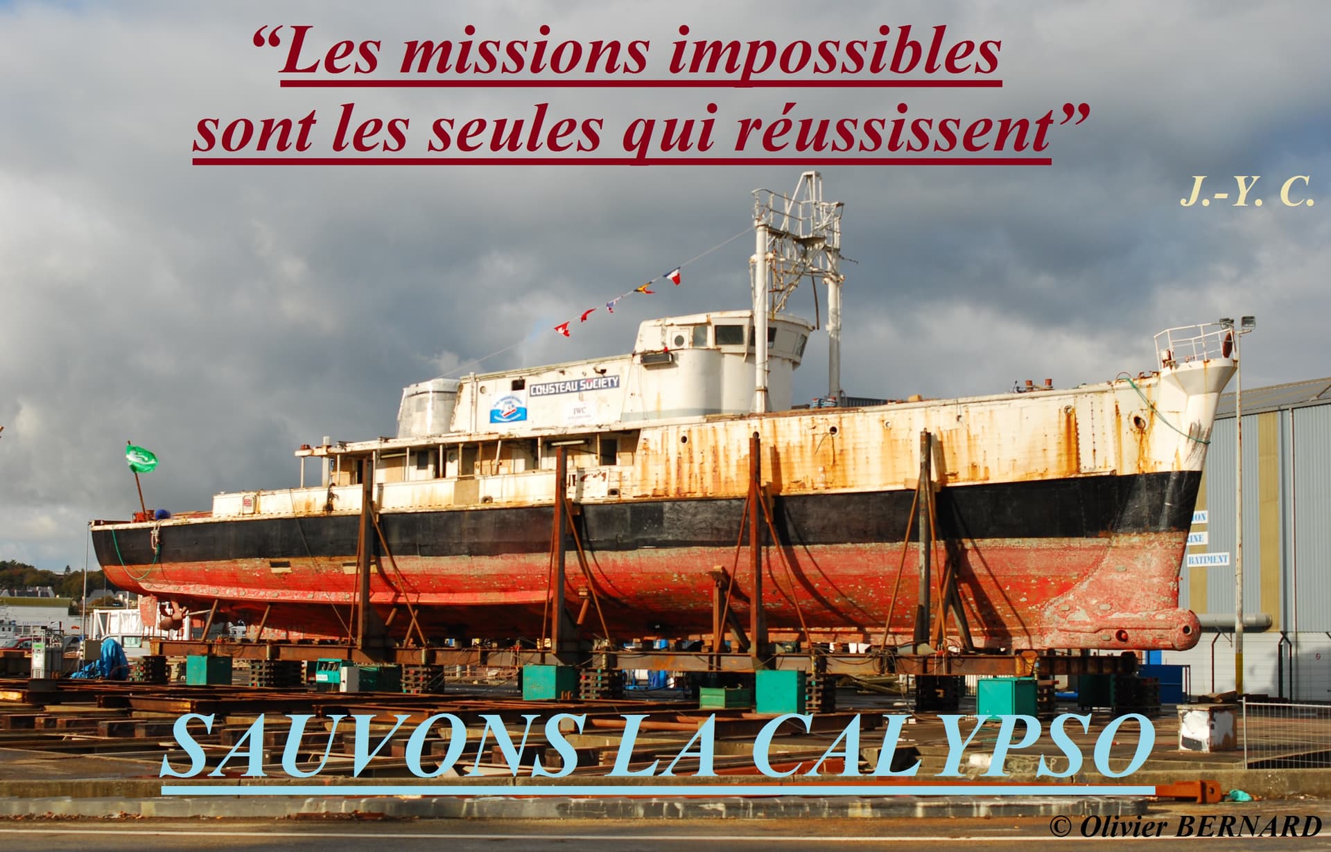 A protest montage against the seizure of the Calypso, 2007