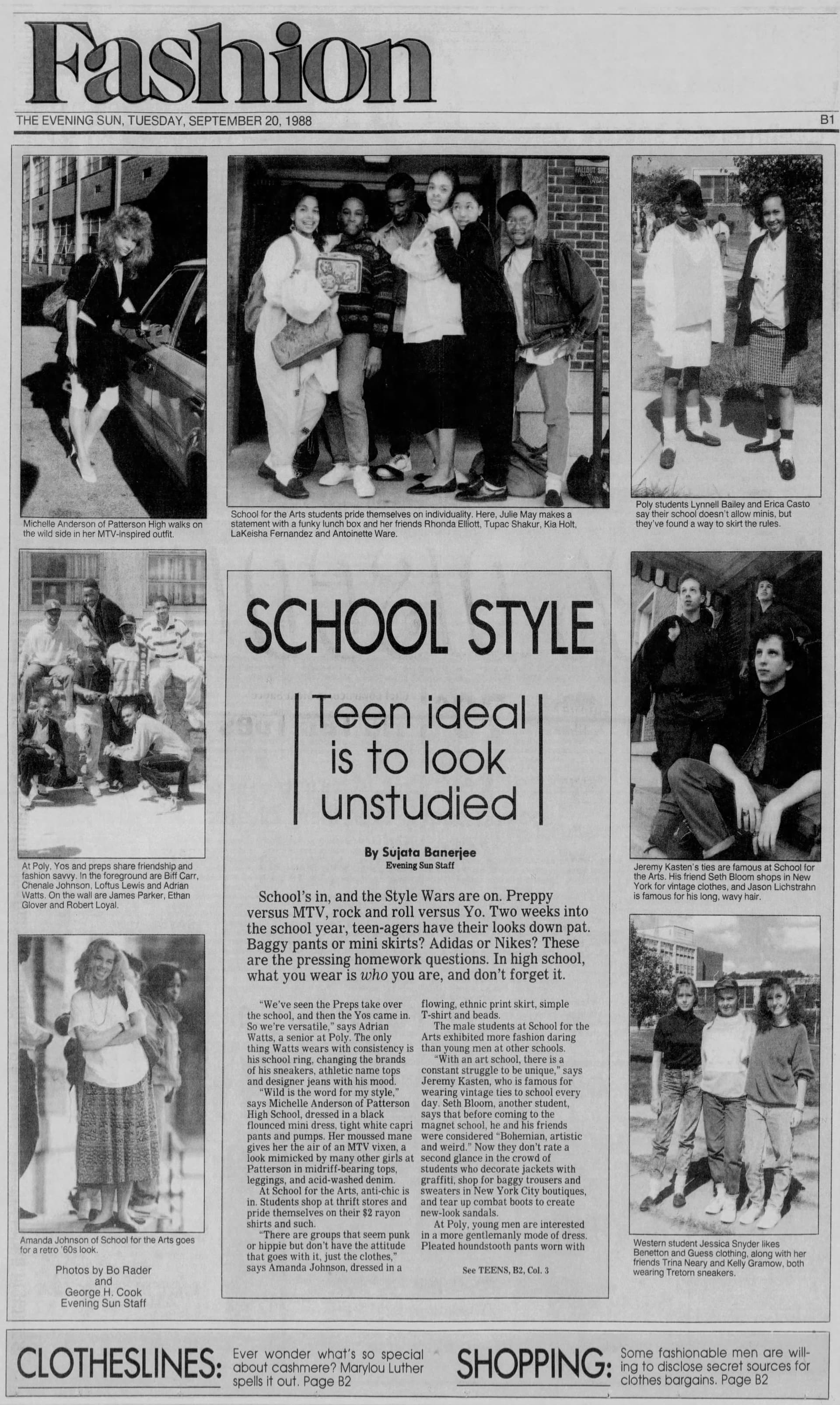 The school style page that photographed him