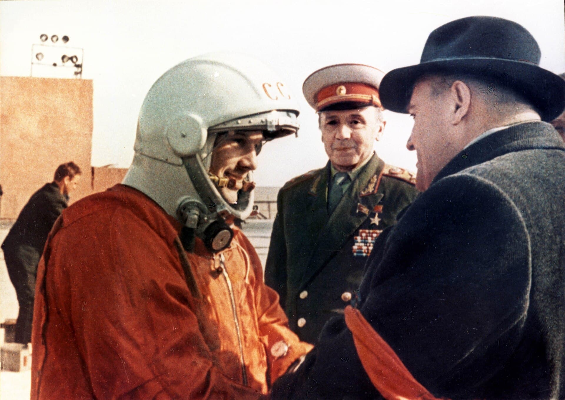 Yuri Gagarin before launch, 1961