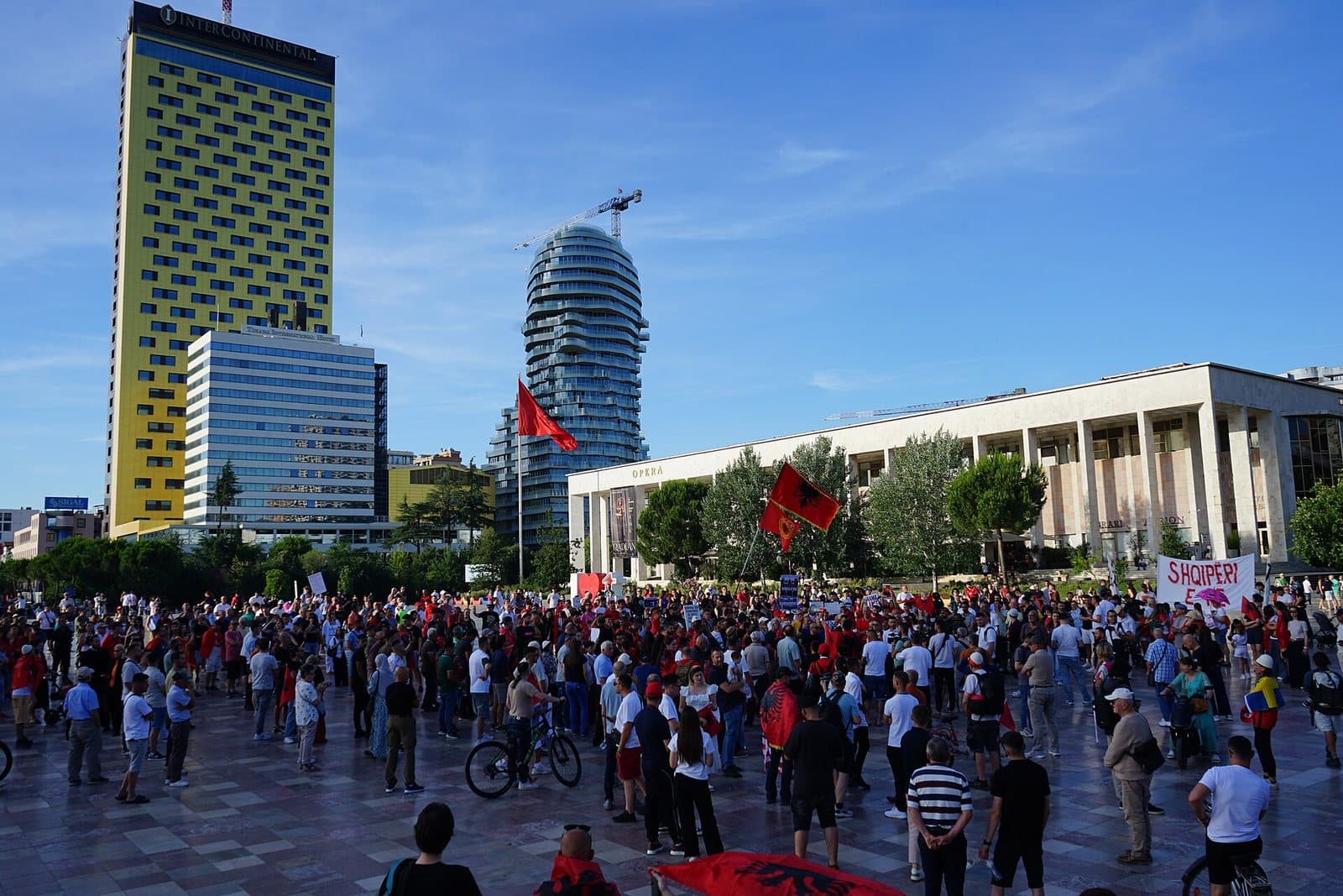 Flamingo Revolution protest on Skanderbeg Square