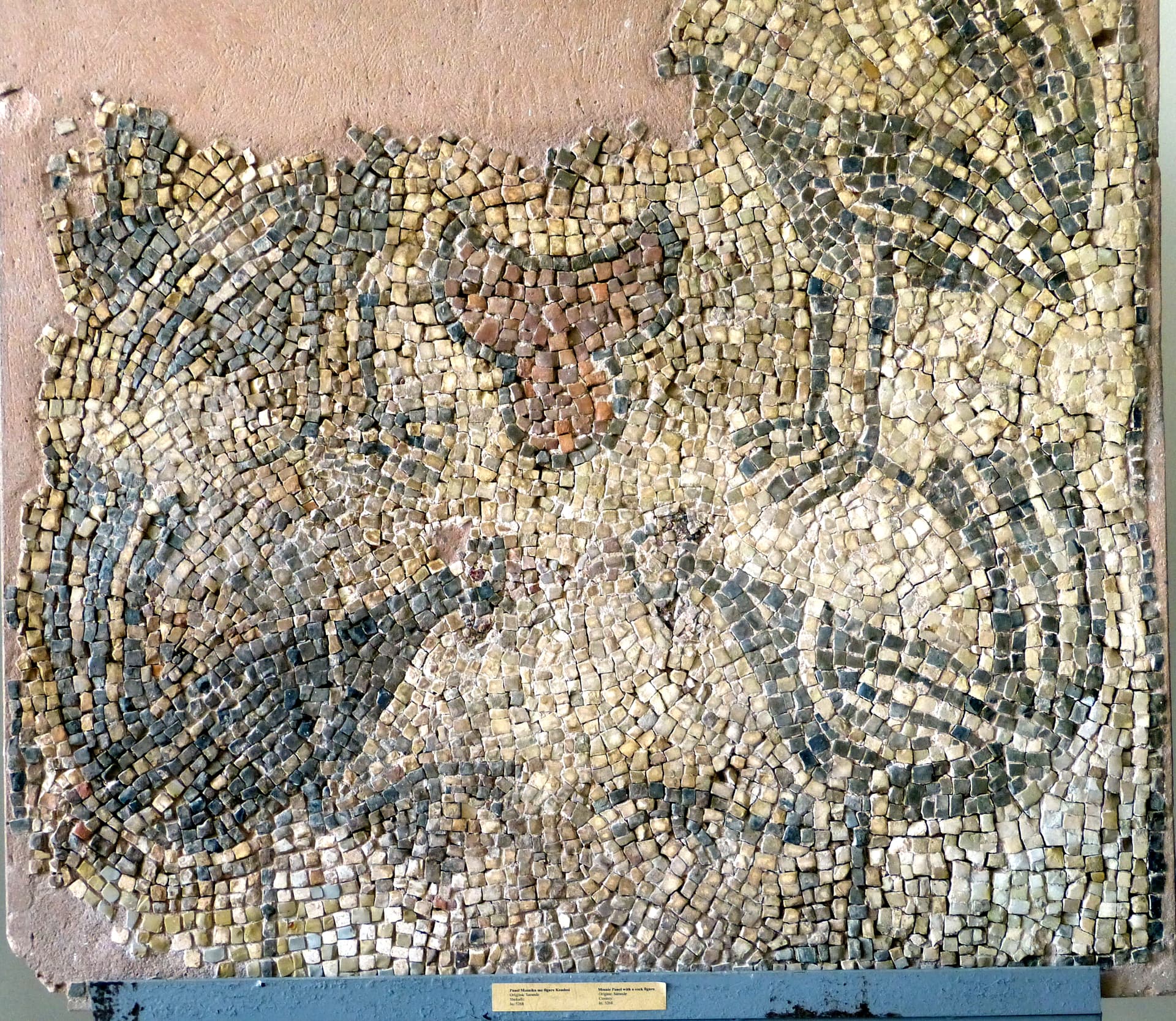 Byzantine mosaic of cocks, Mesopotam basilica (13th c.)