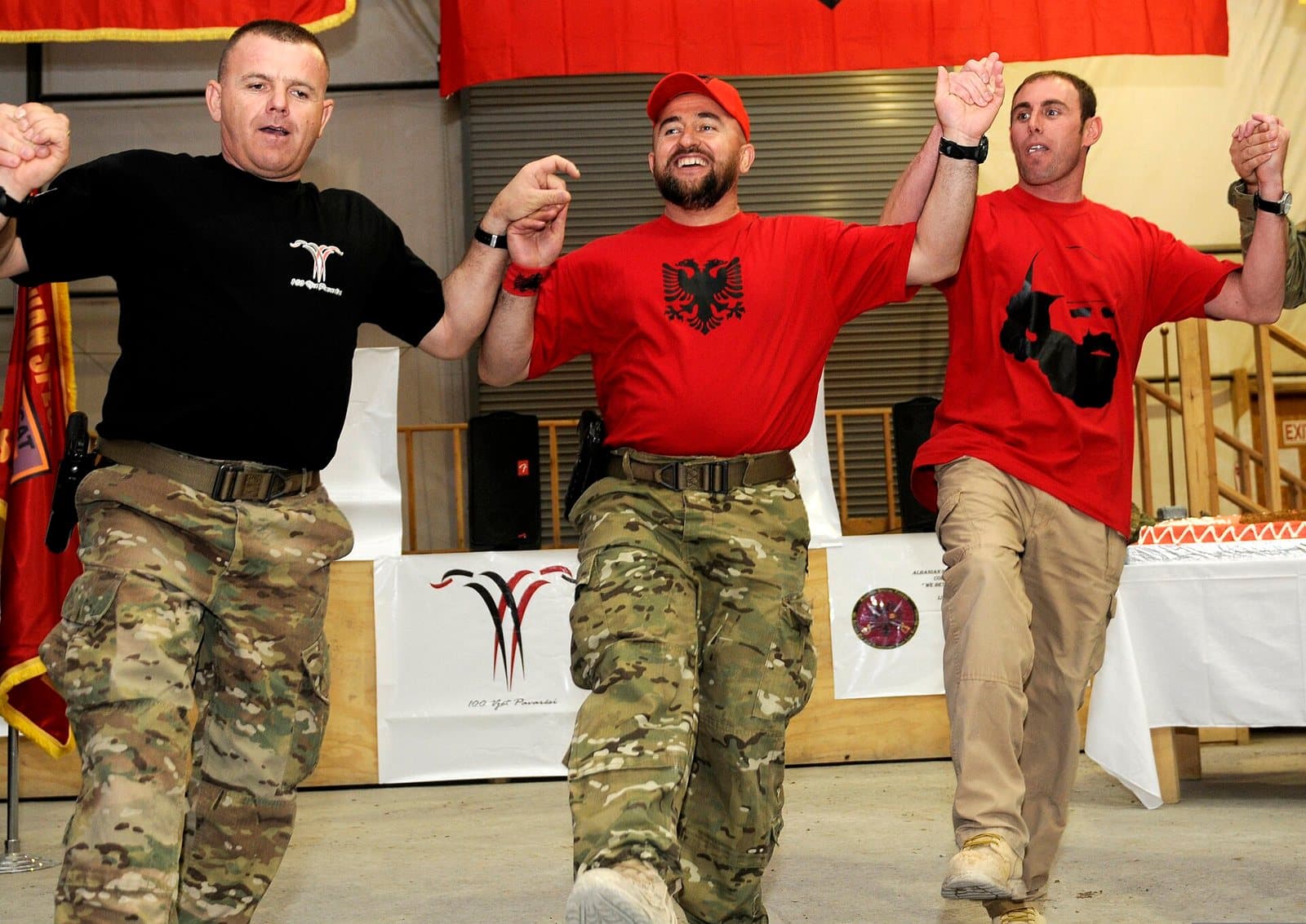 Albanian soldiers dance for the centenary in Afghanistan