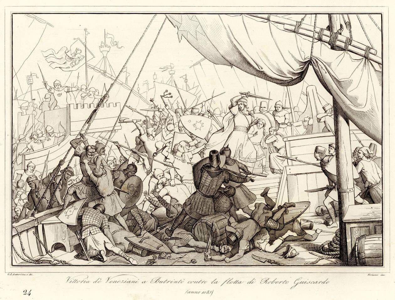 Venetian galleys defeat Robert Guiscard at Butrint