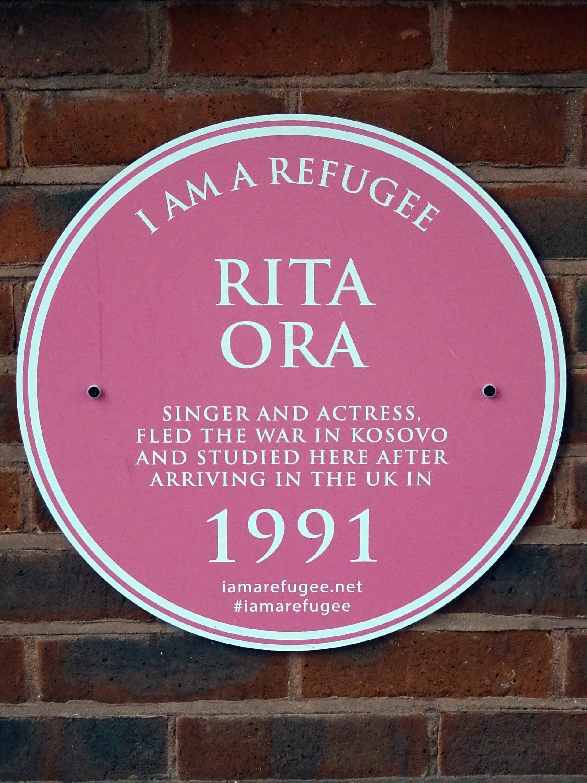 Rita Ora refugee-history plaque, London