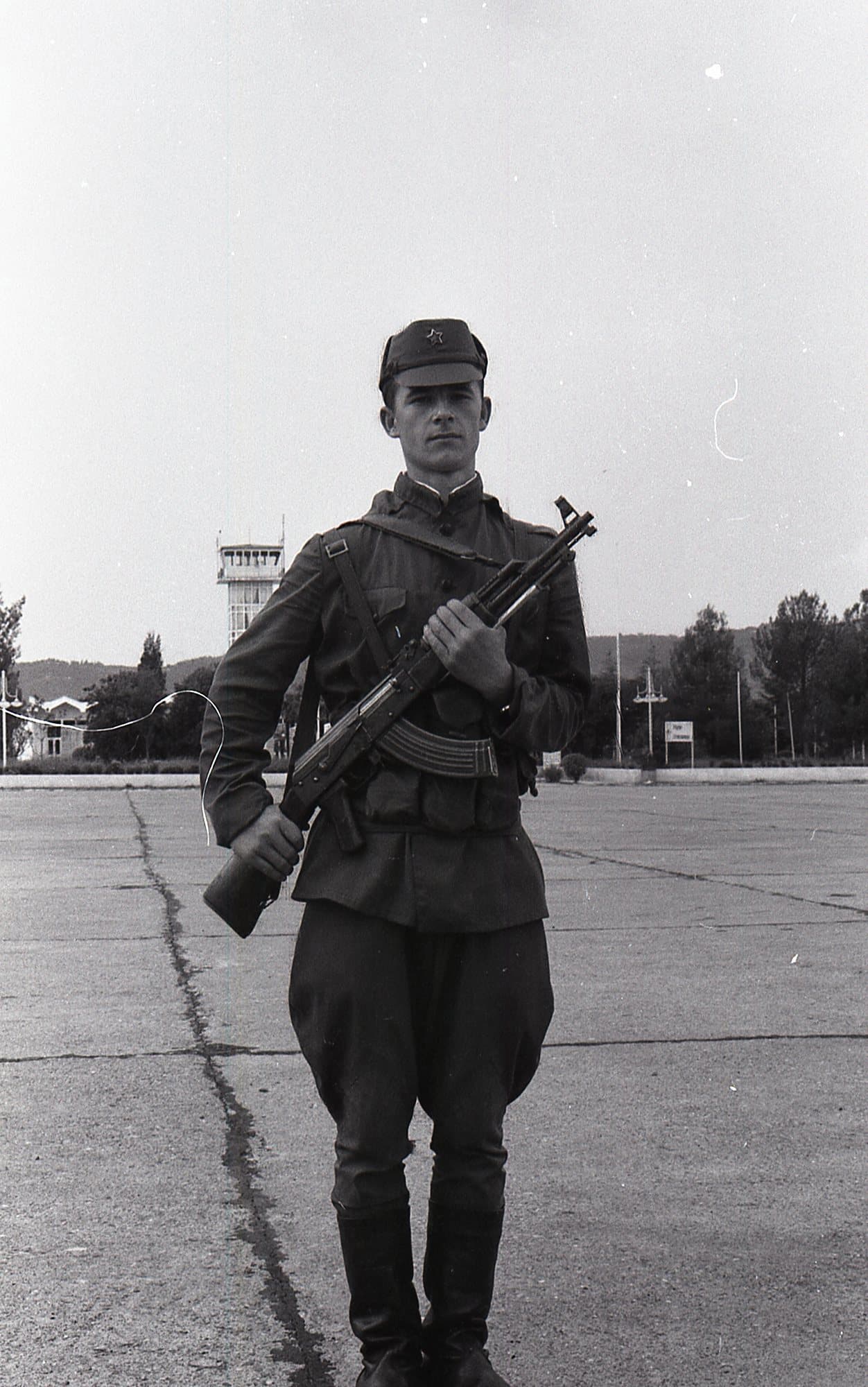 Albanian soldier with an AK-47, 1991