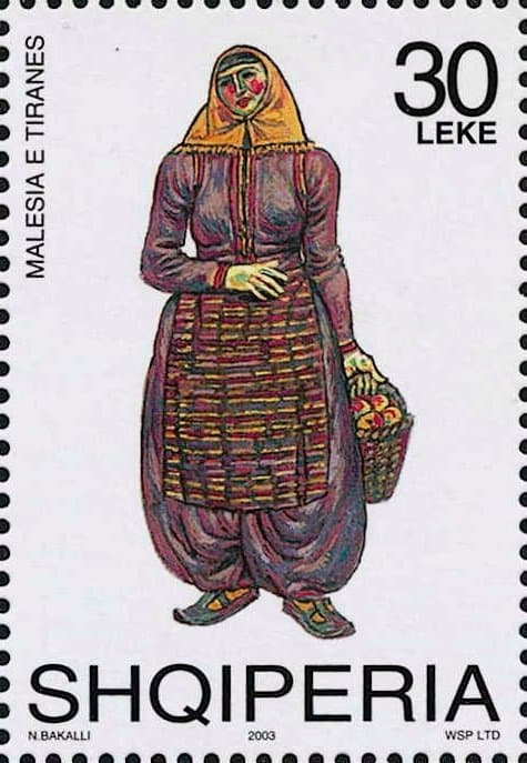 Malësia e Tiranës female costume, 2003 postage stamp