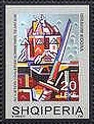 Ibrahim Kodra - 'Knights', Albanian postage stamp reproduction (2004)