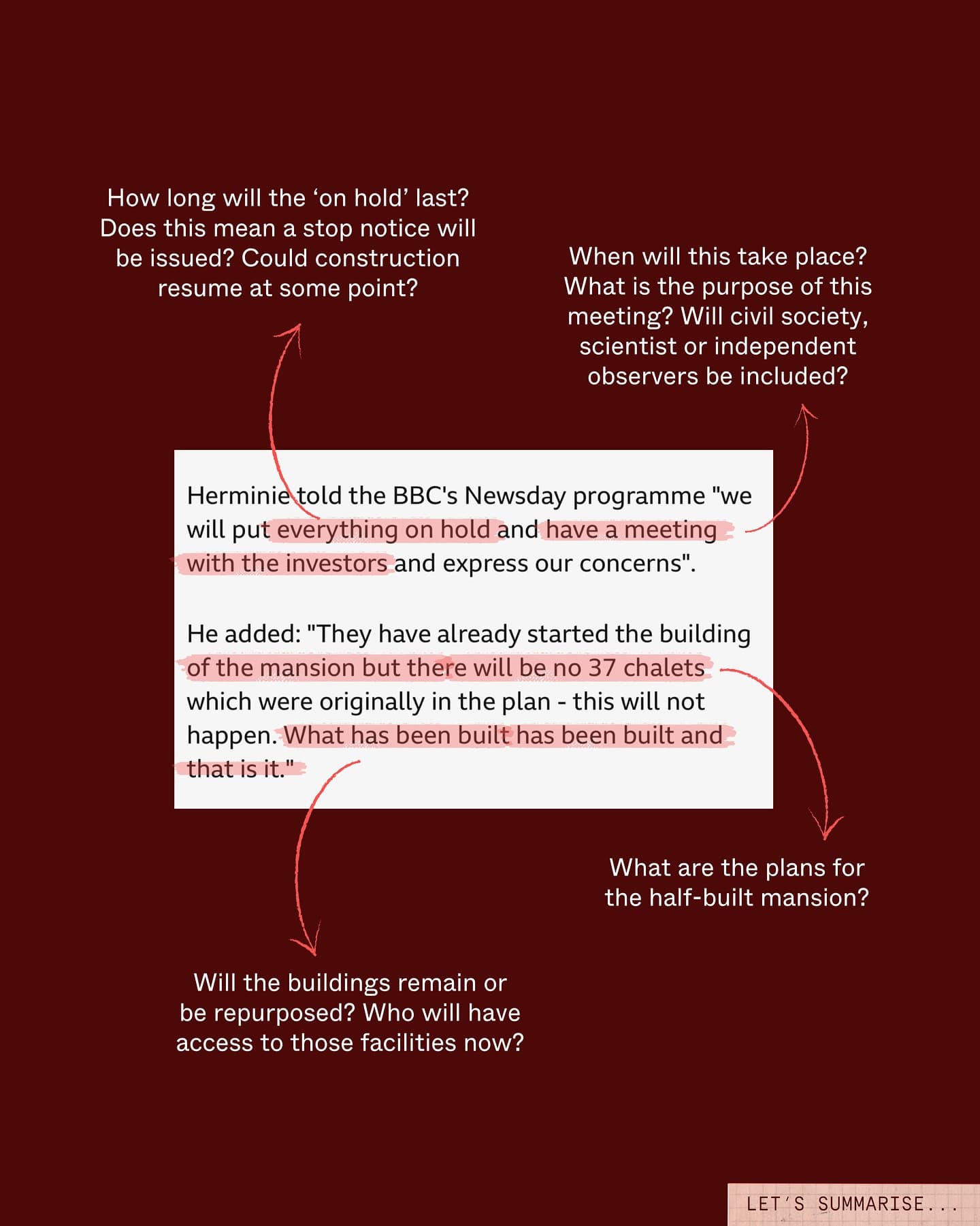 Dr. Herminie’s announcement to “halt” the Assomption development marks a turning point… (11/13)