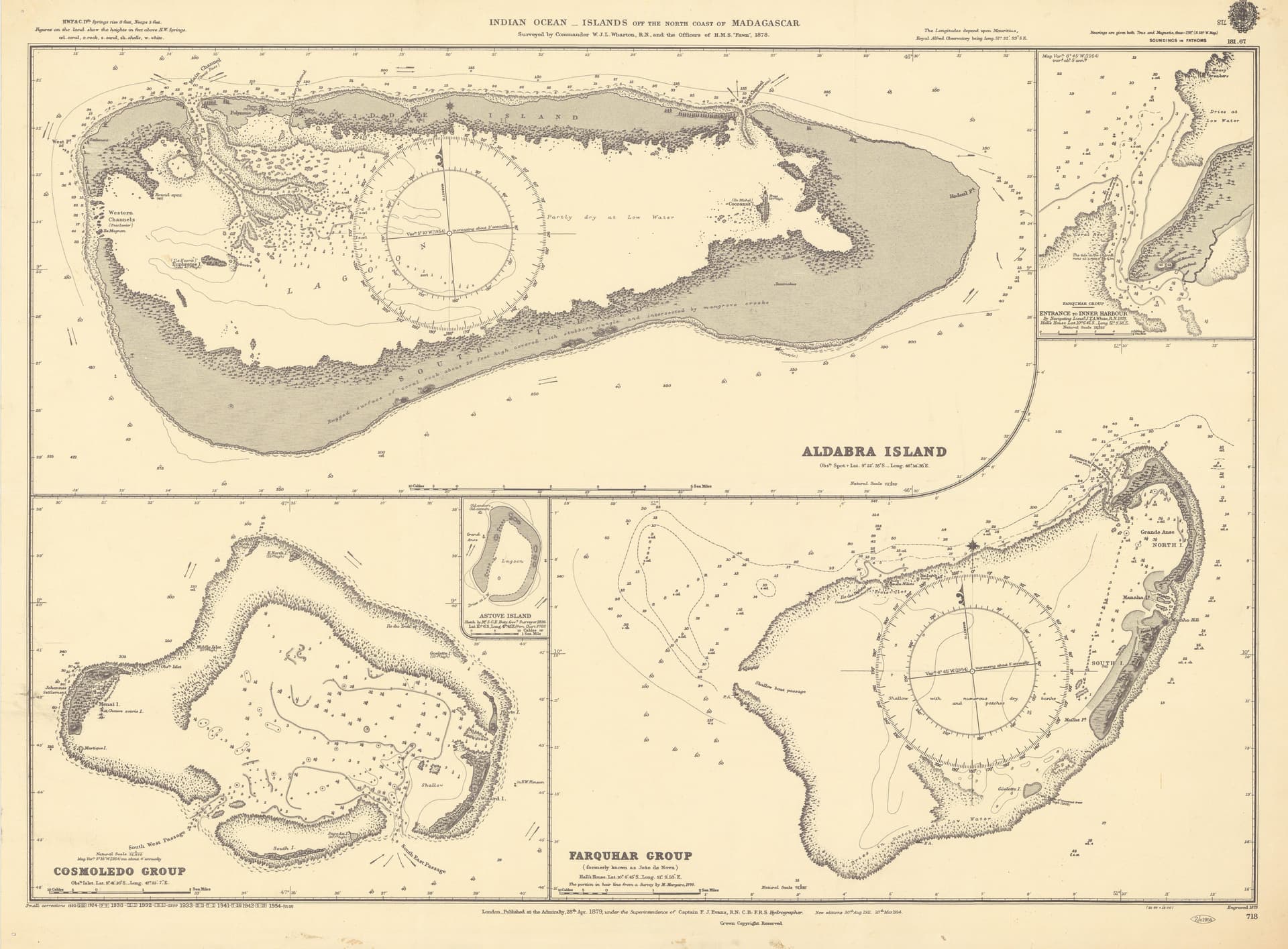 Wharton Charts Aldabra for the Admiralty