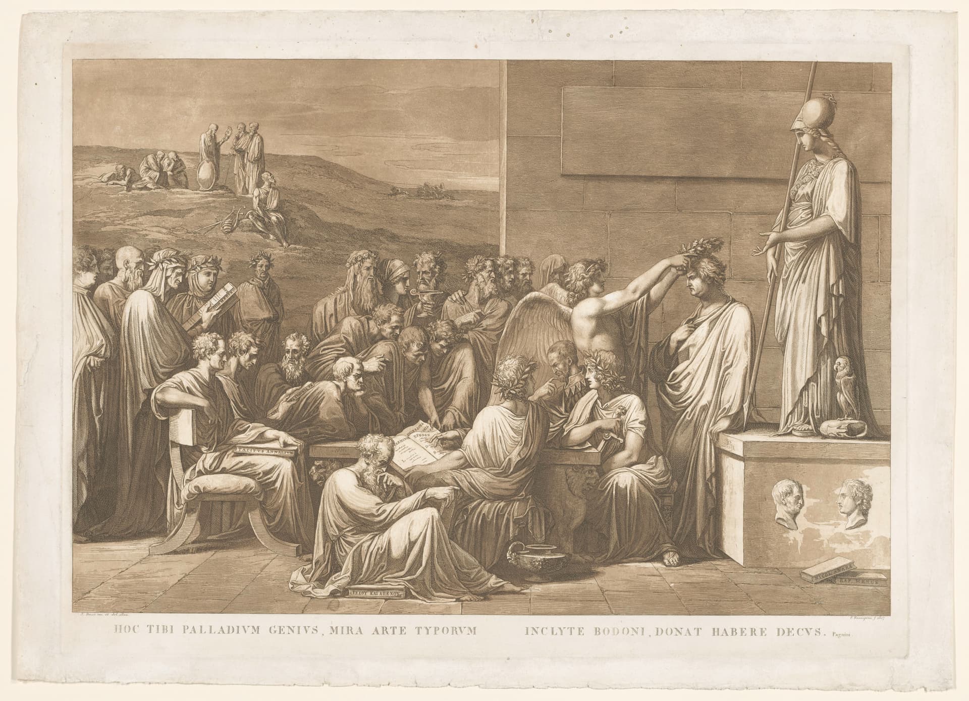 Allegorische verheerlijking van de boekdrukker Giovanni Battista Bodoni, RP-P-2010-9