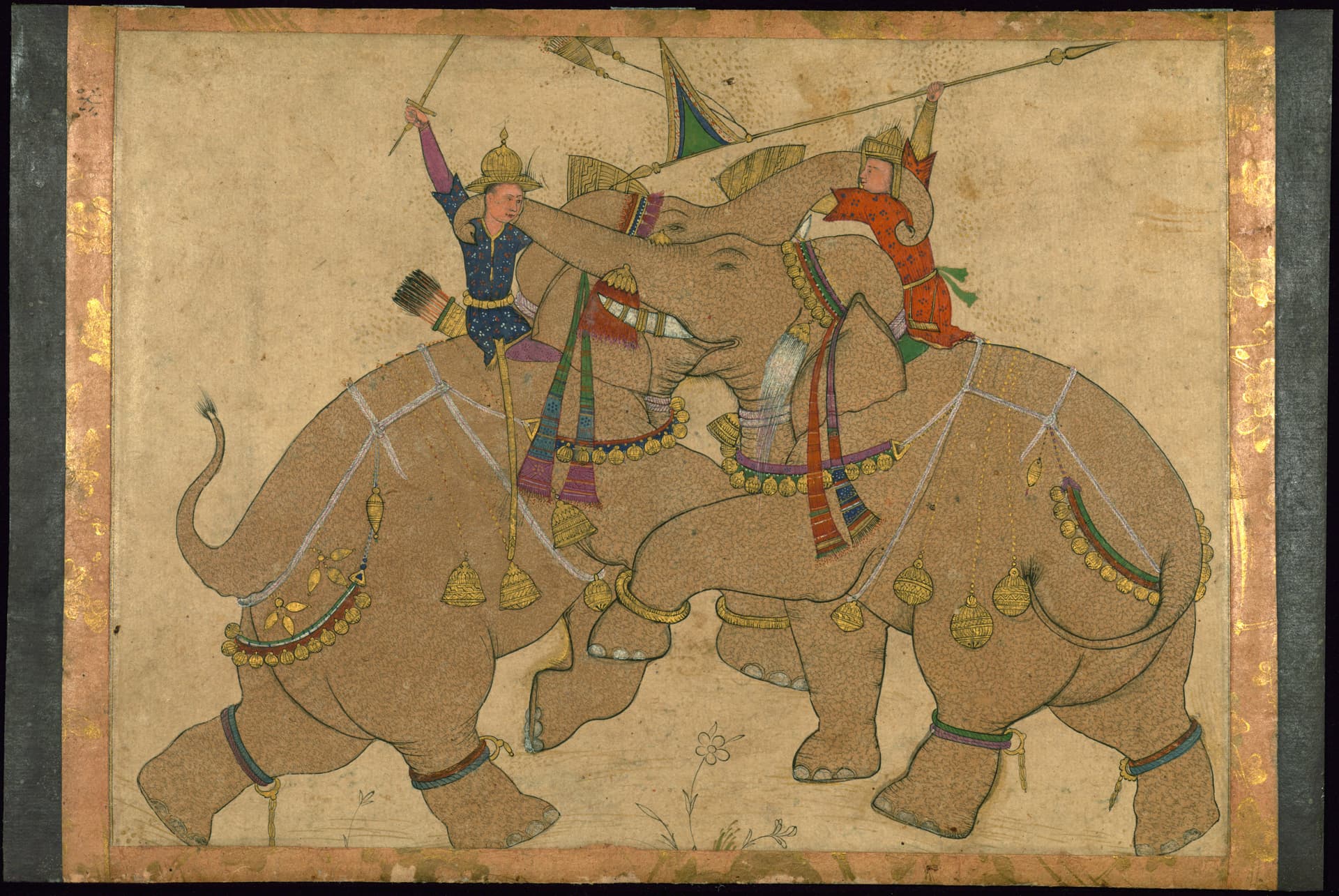 Elephant Combat - Mughal Painting, 19th Century