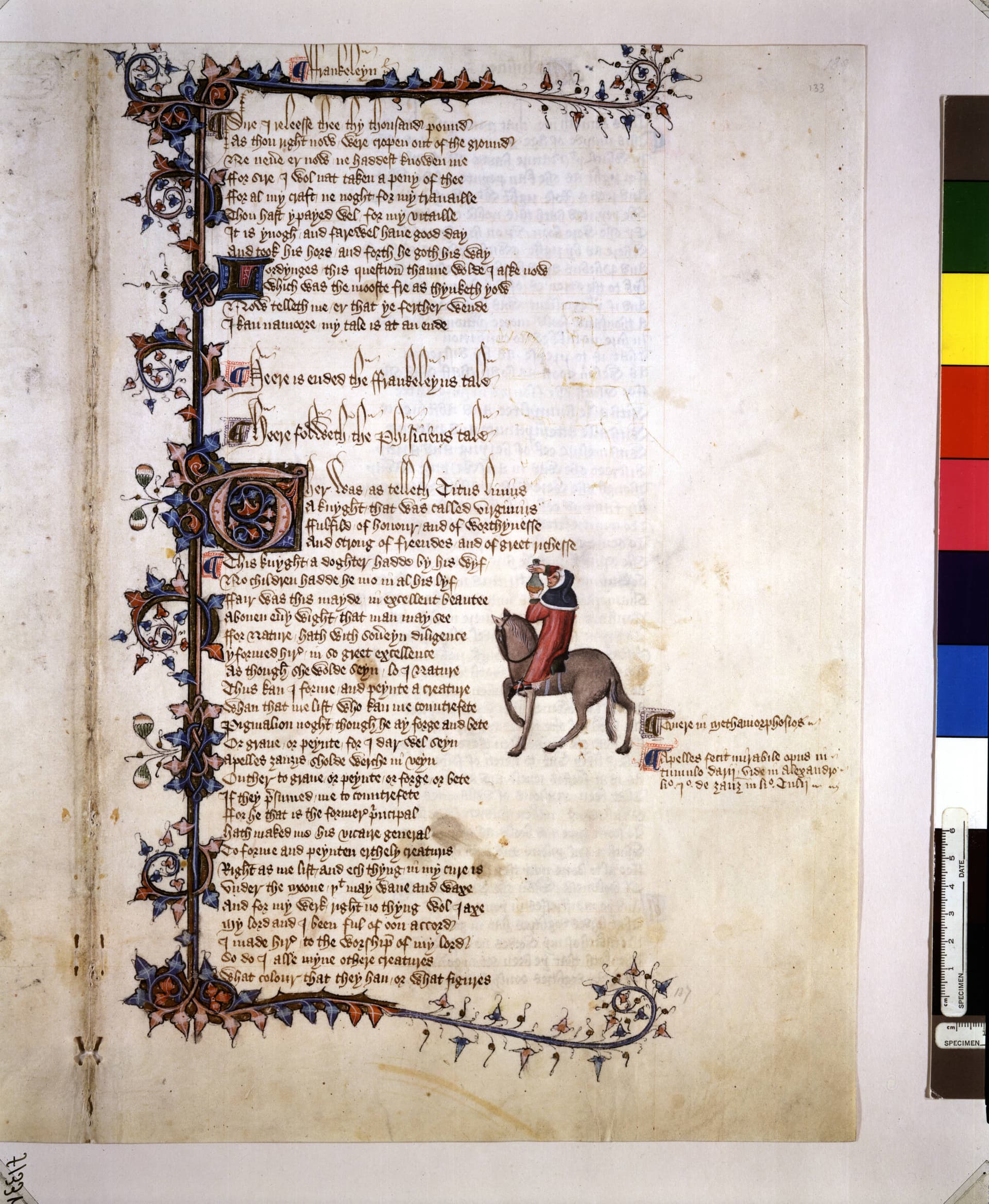 Ellesmere Chaucer f. 133r (Physician's Tale)