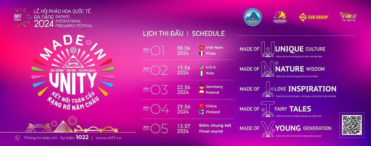 LỊCH THI ĐẤU CHÍNH THỨC LỄ HỘI PHÁO HOA QUỐC TẾ ĐÀ NẴNG 2024 - DIFF 20