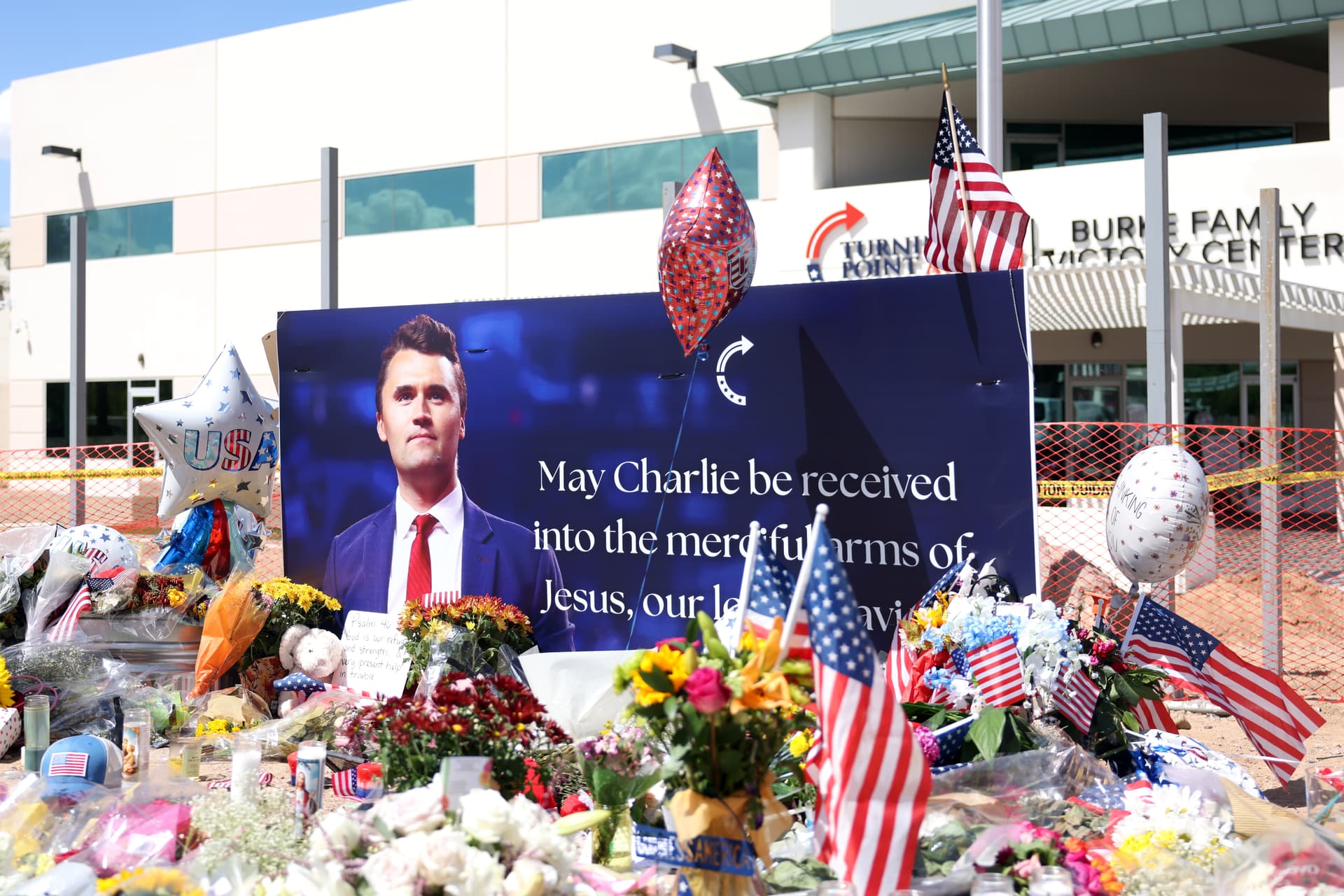 Memorial outside Turning Point USA headquarters, 2025