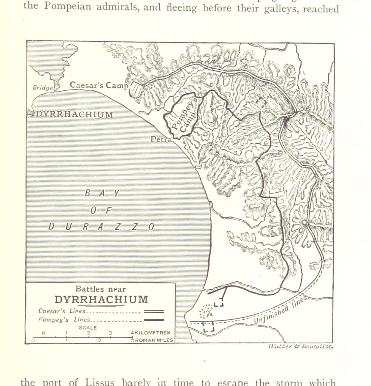 1896 book map of Caesar's Dyrrhachium campaign