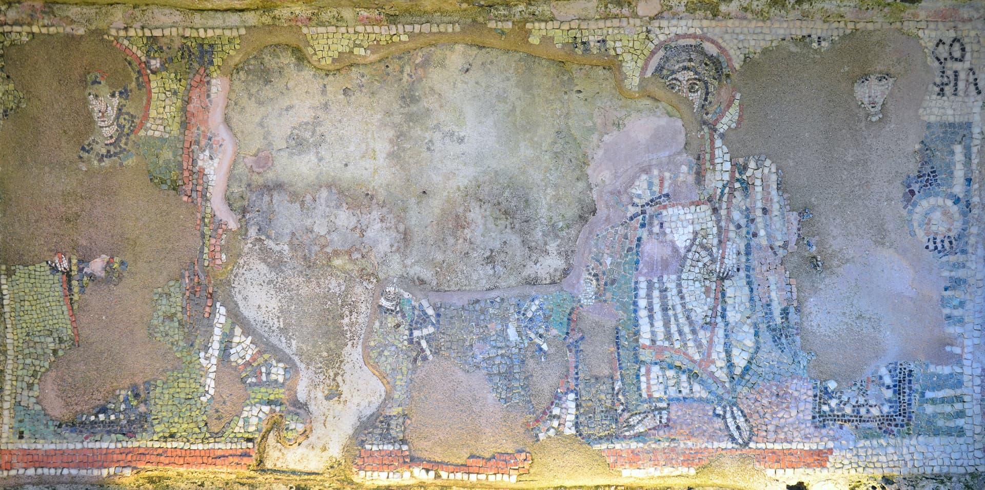 Mosaic floor of the amphitheatre's early Christian chapel