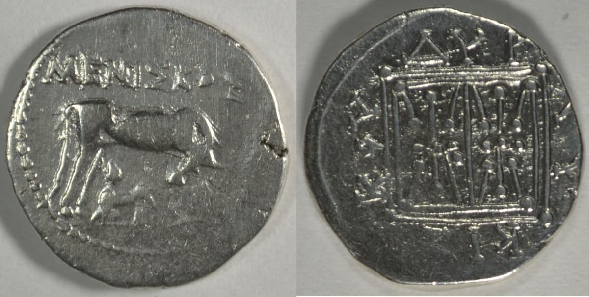 Dyrrachium Drachm, magistrate MENISKOS/LYKISKOS