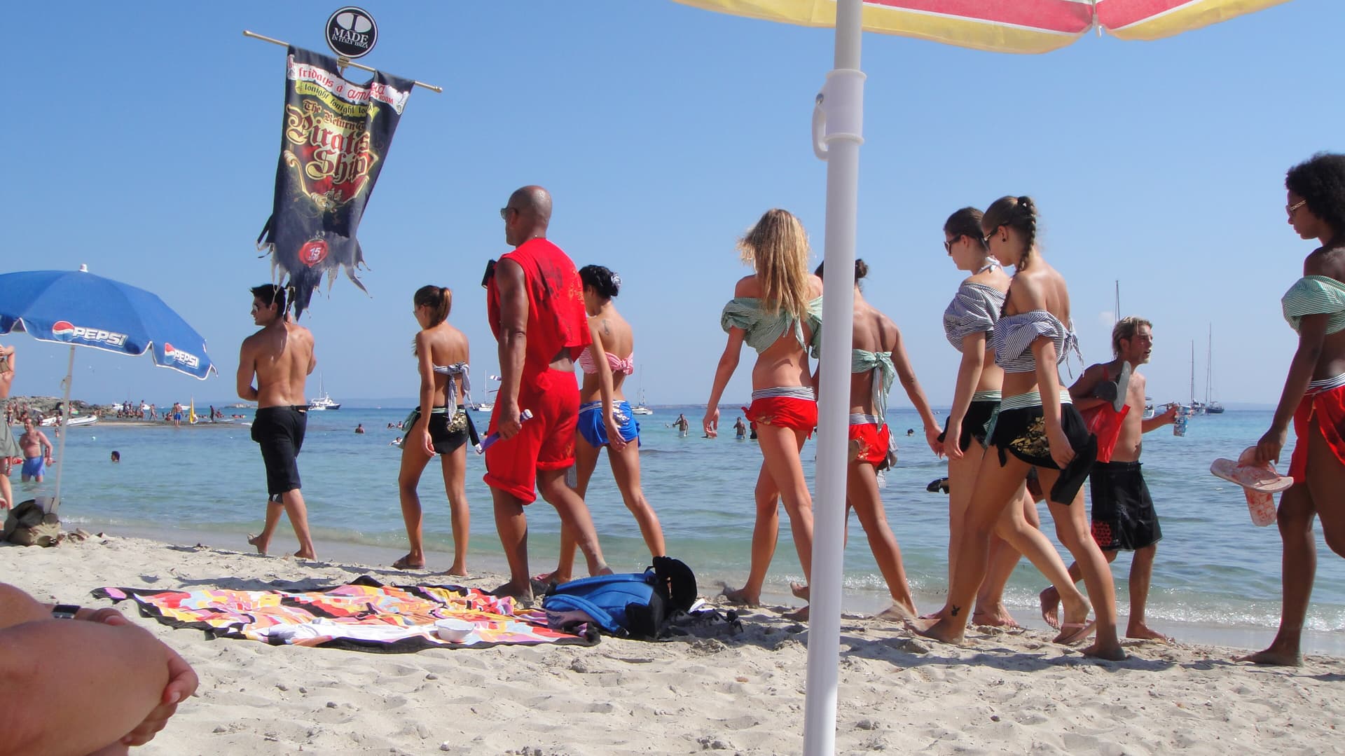 Amnesia promoters work the beach