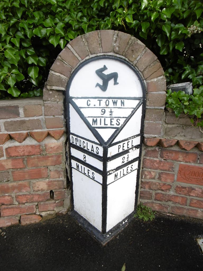 Old Milepost by the A1, Main Street, St. John's, Isle of Man