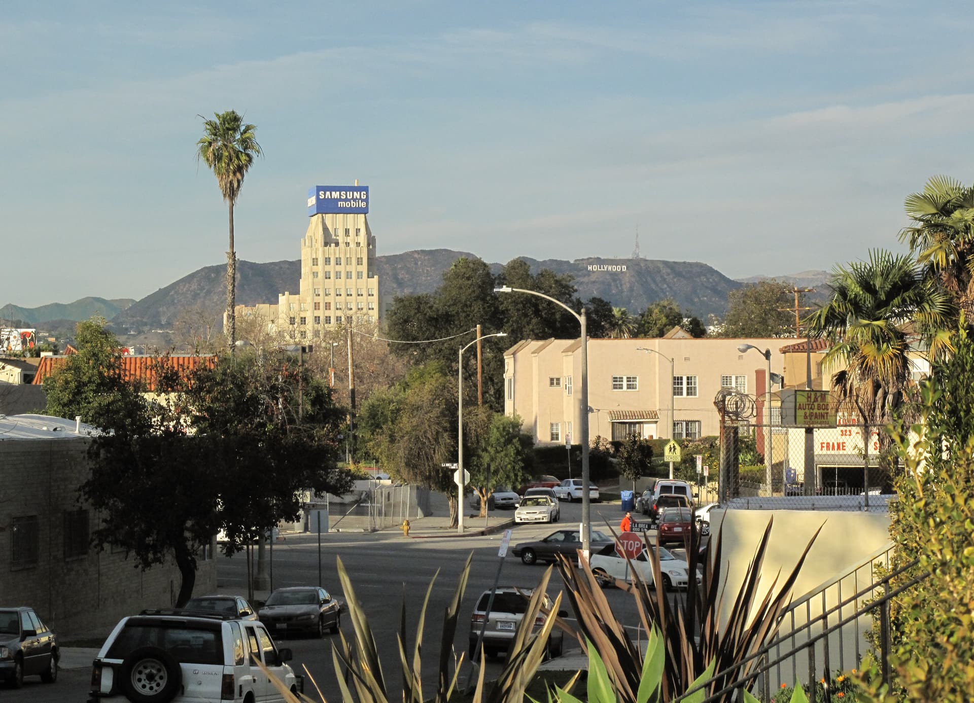 Mutual of Omaha building and Hollywood sign