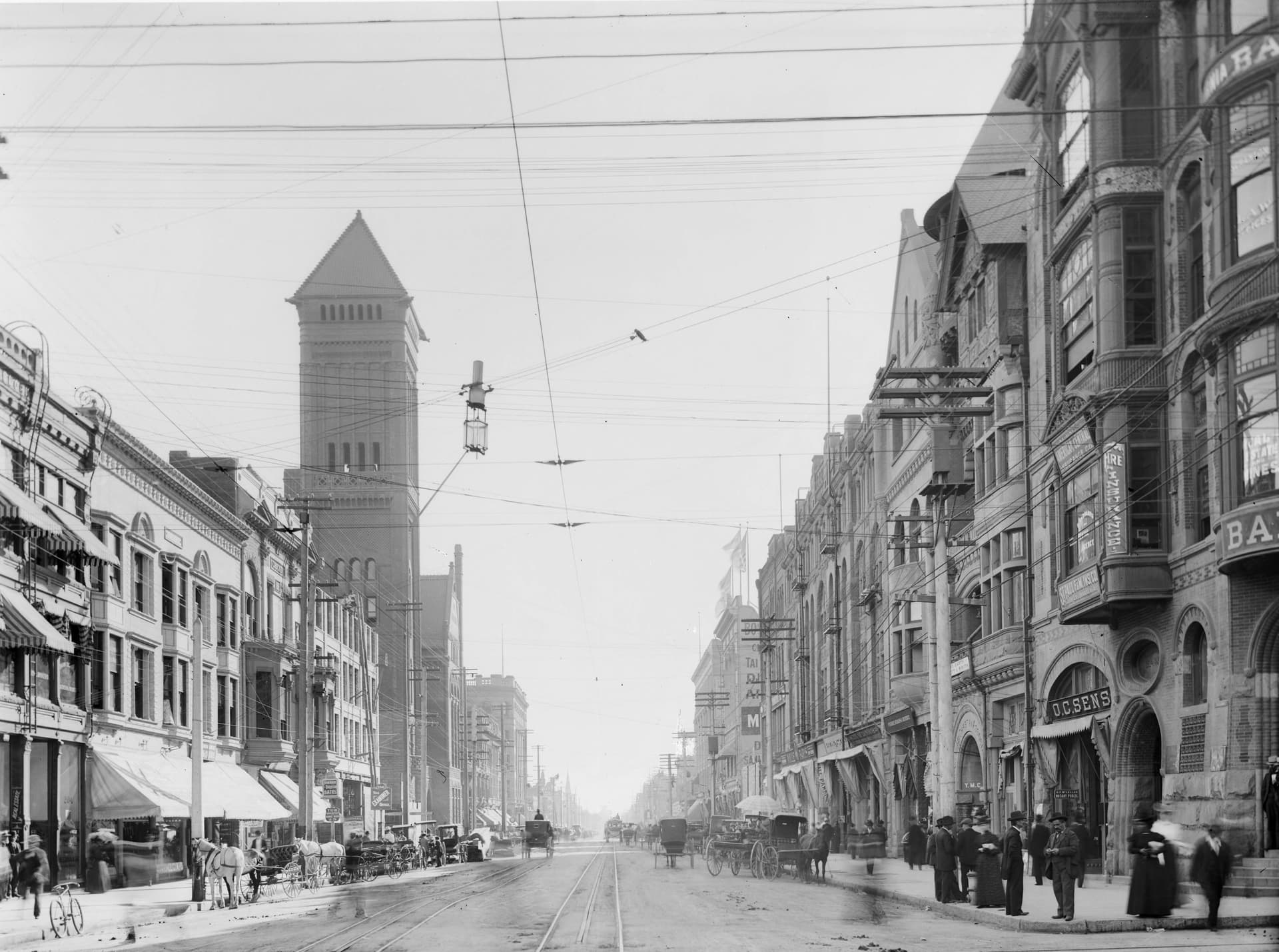 Broadway looking south from Second Street, Los Angeles, ca.1895-1905