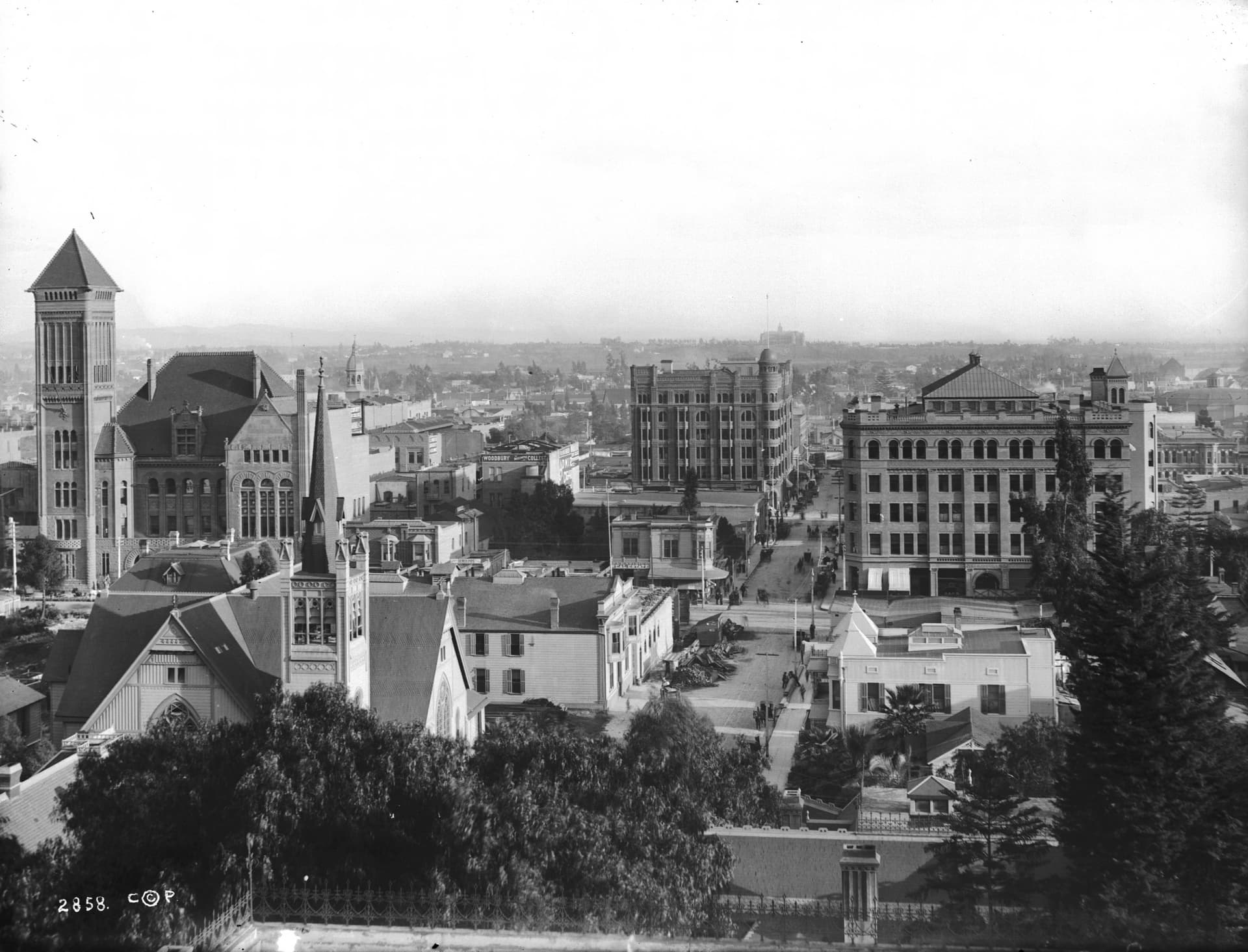 Broadway and Third Street, looking east on Third Street from Olive Street, Los Angeles, …