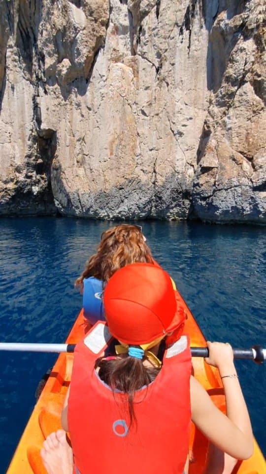 During a summer day kayaking tour in Albanian Riviera with some Spanis