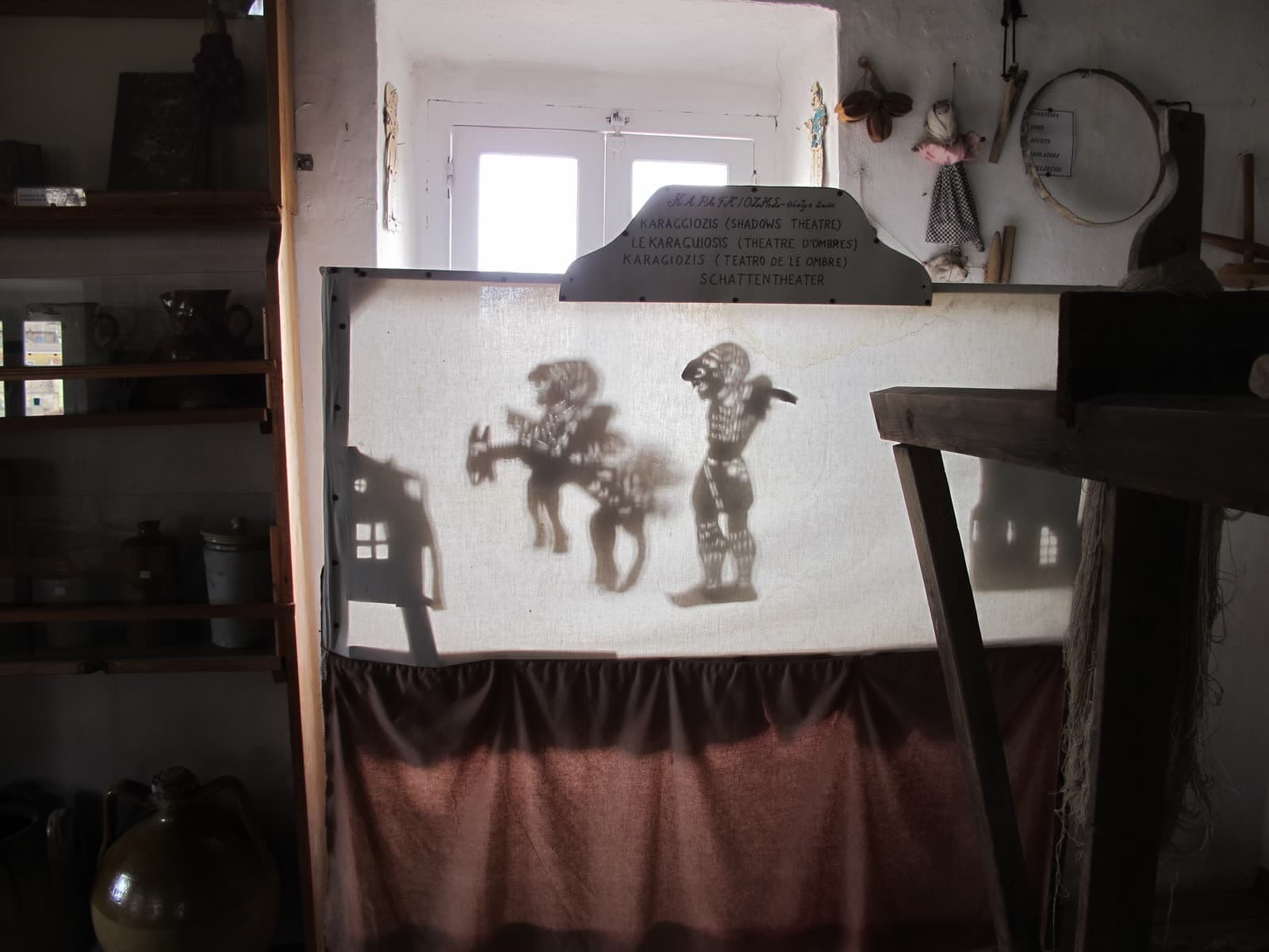 Corfu shadow theatre display at the Sinarades folklore museum (2 of 3)