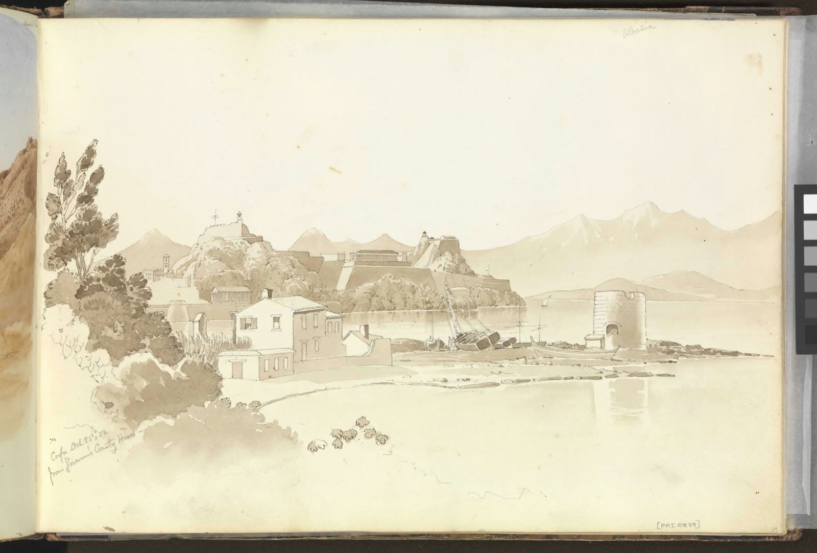Sketch of the Corfu citadel from the Governor's country house, 1852