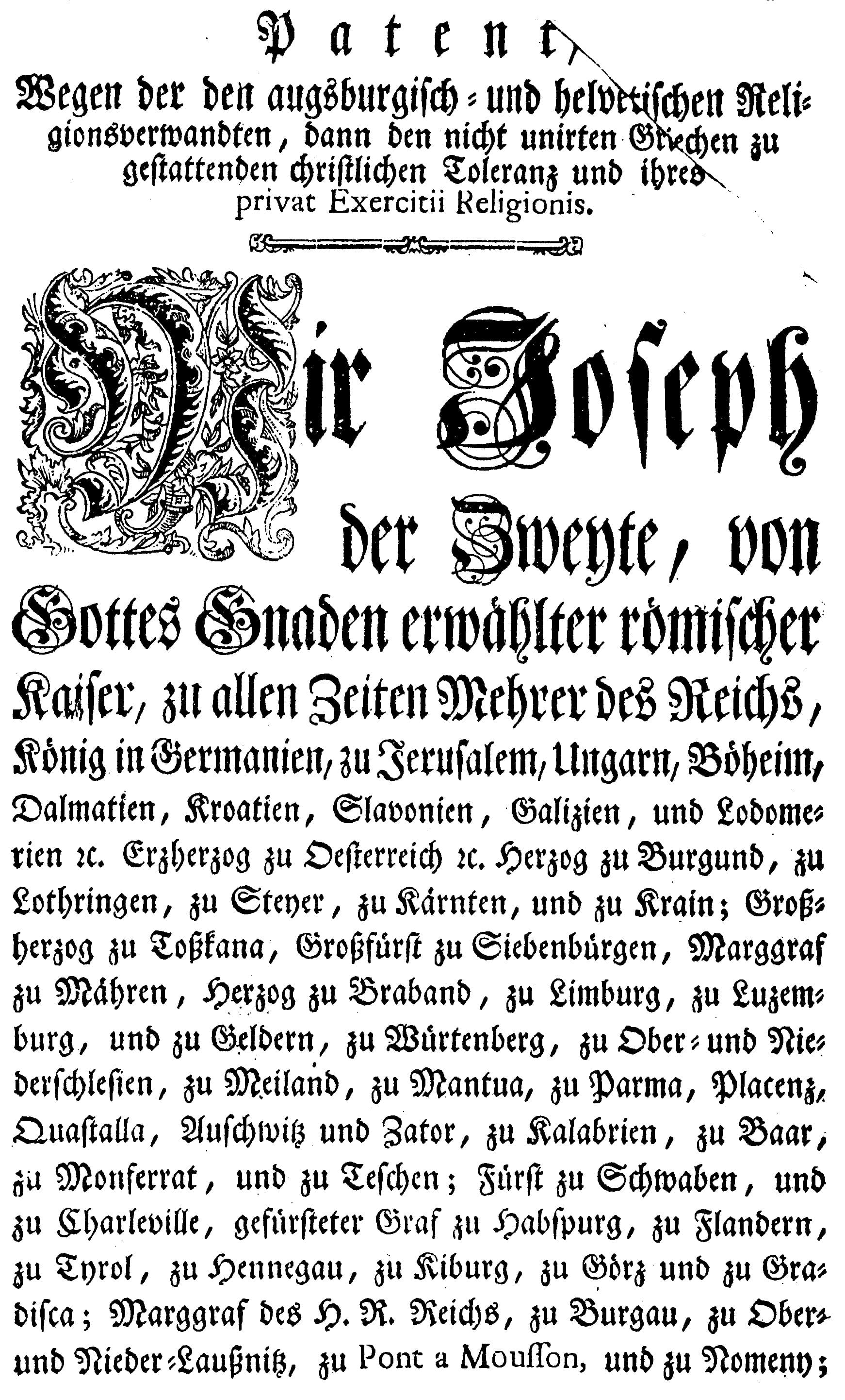 The Patent of Toleration