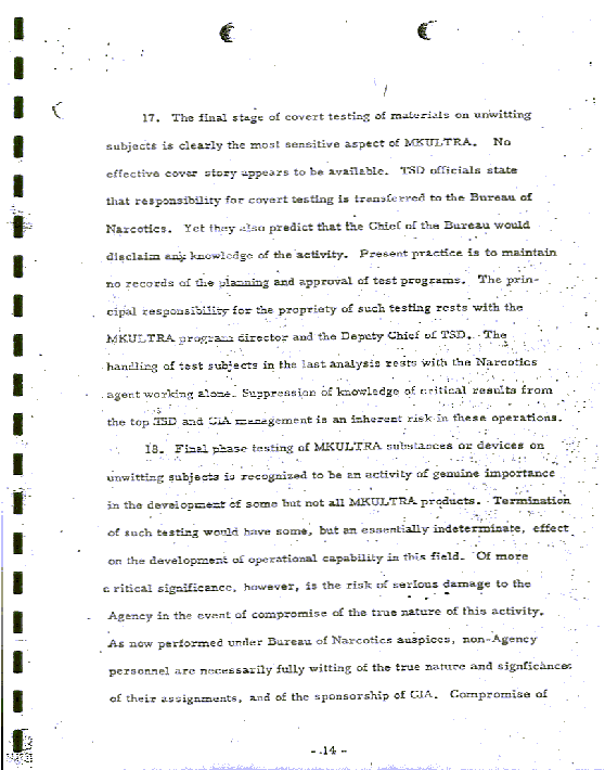 Declassified page from the CIA MKUltra files