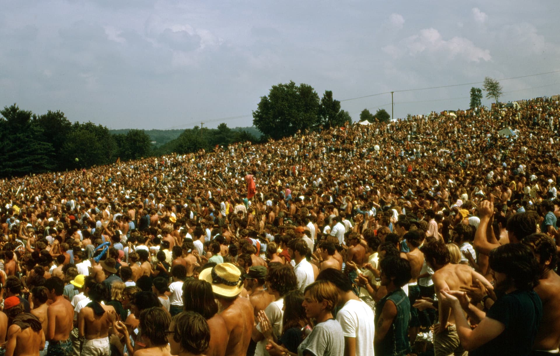The crowd on its feet applauding Santana's set