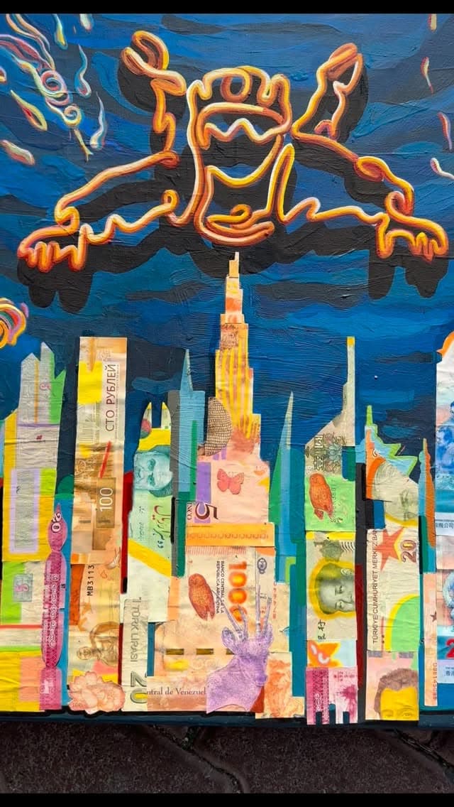 Esta obra fue realizada en Dubái utilizando billetes reales como material principal.