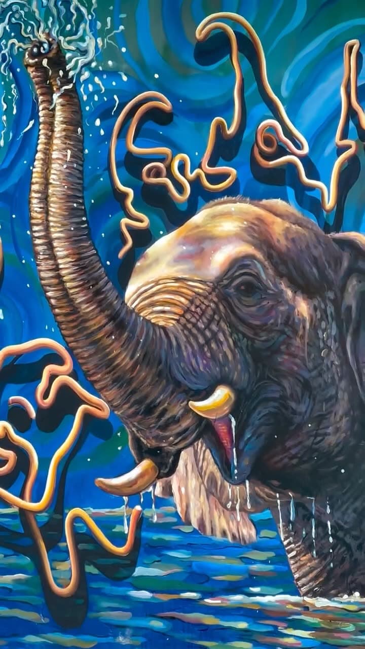 I’m happy to share this mural I created for @theelephantcrossinghotel Elephants have a…