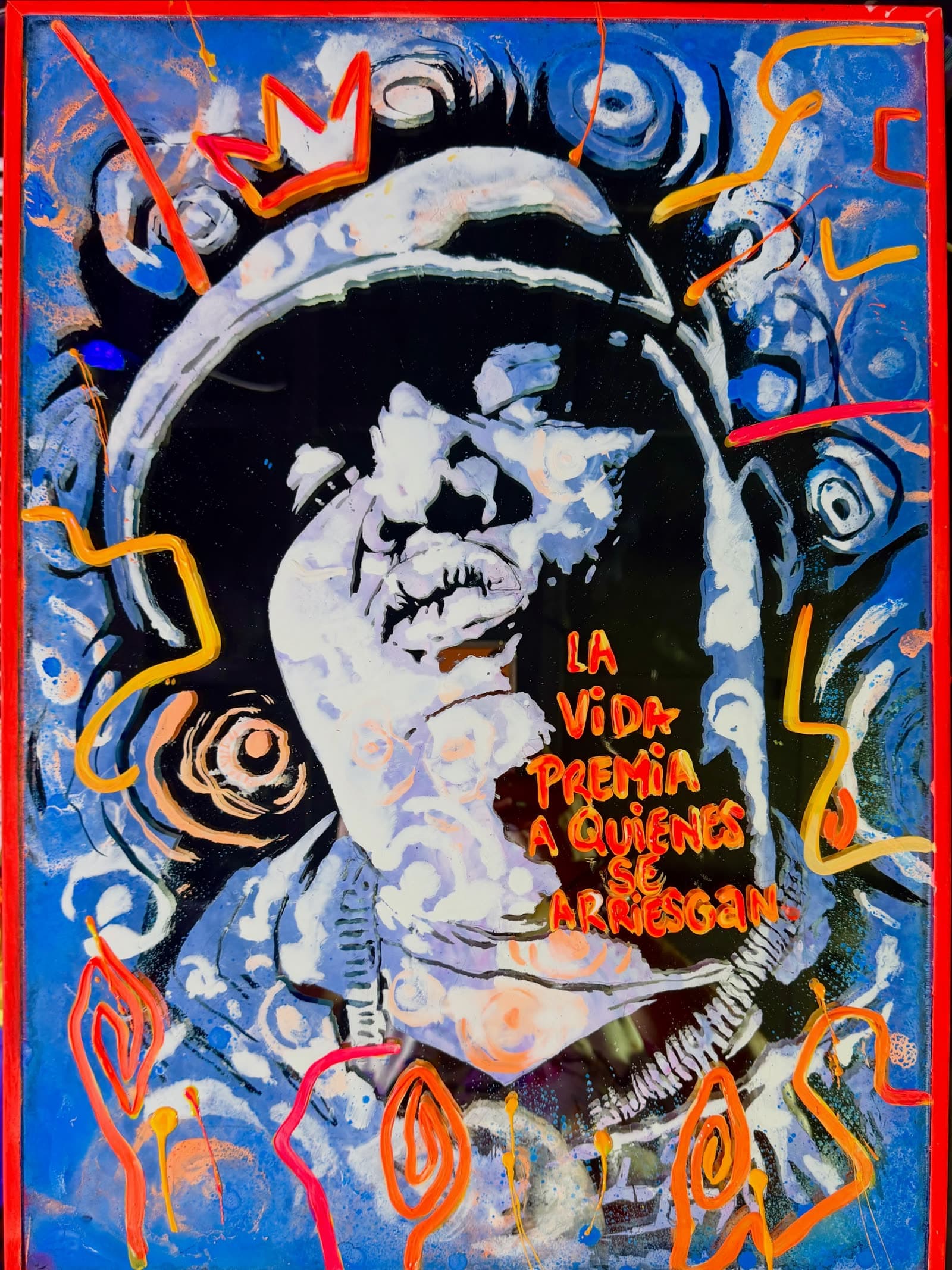Pinturas vinilicas sobre espejo.