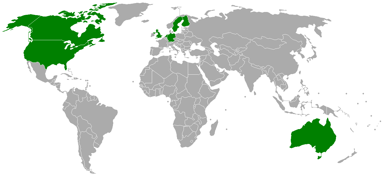 Map of RuneScape server locations, December 2007