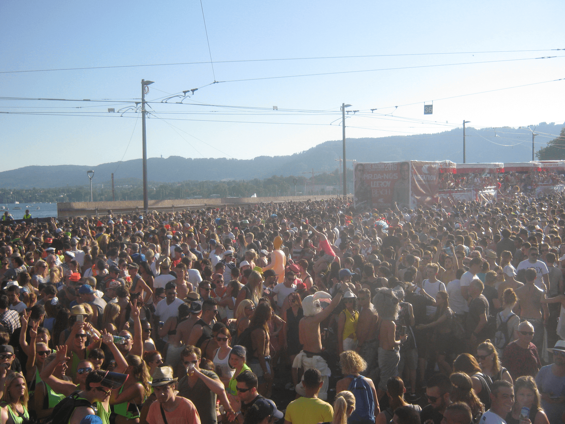 Crowd along the lake, Street Parade 2015