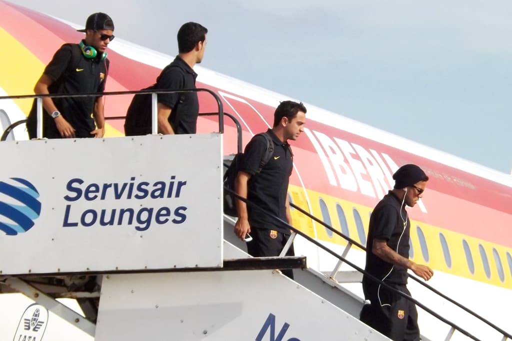 Barcelona FC arriving Glasgow