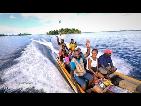 Travelling Marovo Lagoon by boat with dad and my siblings