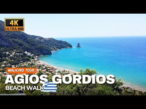 AGIOS GORDIOS BEACH, Corfu π¬π· Exploring Greece's Island | 4K Walking Tour