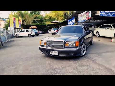 Benz S Class W126 in full bodykit riding low on 19" Mafia style